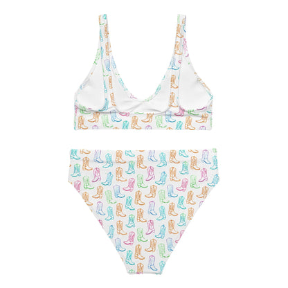 Watercolor Neon Boots High Waist Bikini
