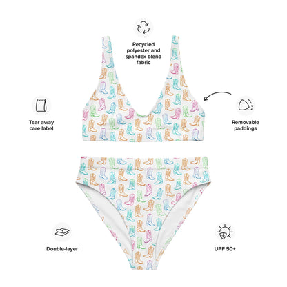 Watercolor Neon Boots High Waist Bikini