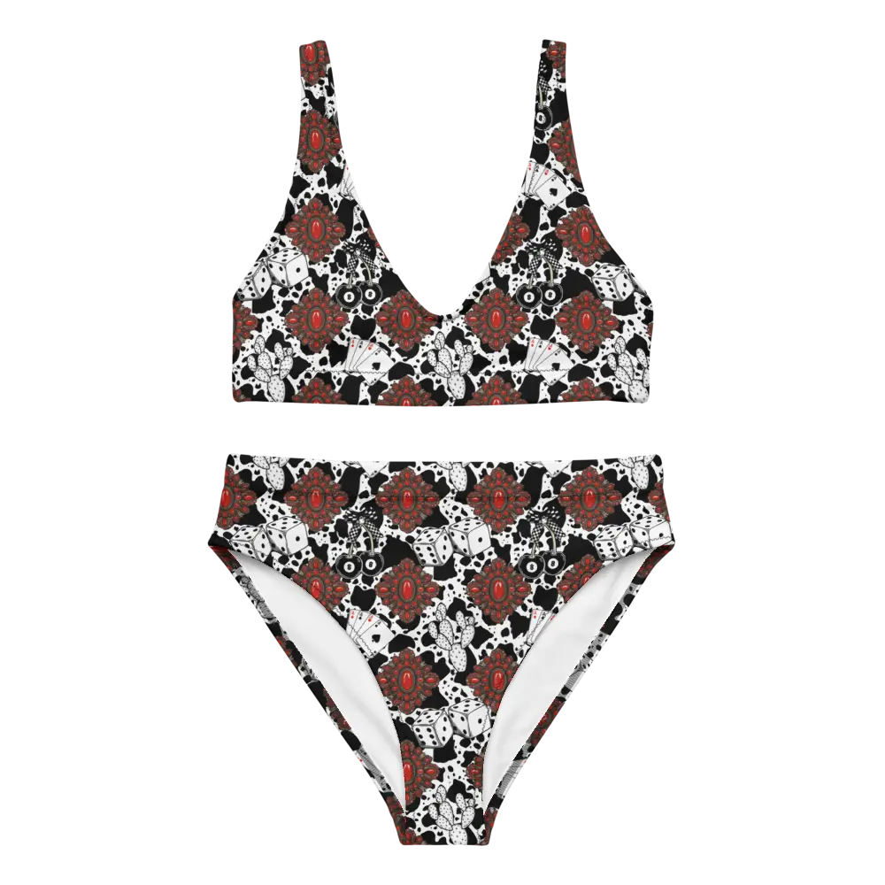 Red Turquoise Western Icon Recycled High-Waisted Bikini