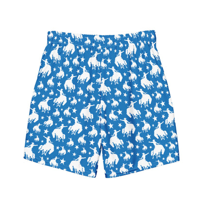 Baha Ranch Yeehaw Blue Rodeo Cowboy Men's Swim Trunks