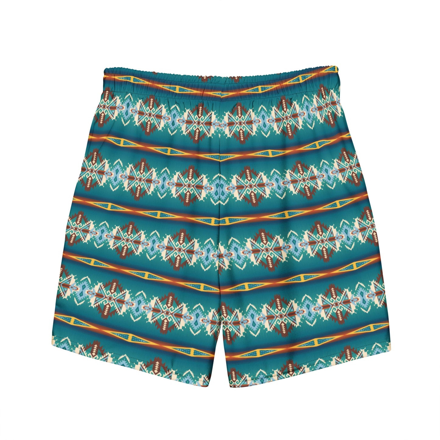 Baha Ranch Yeehaw Teal Aztec Print Mens Swim Shorts