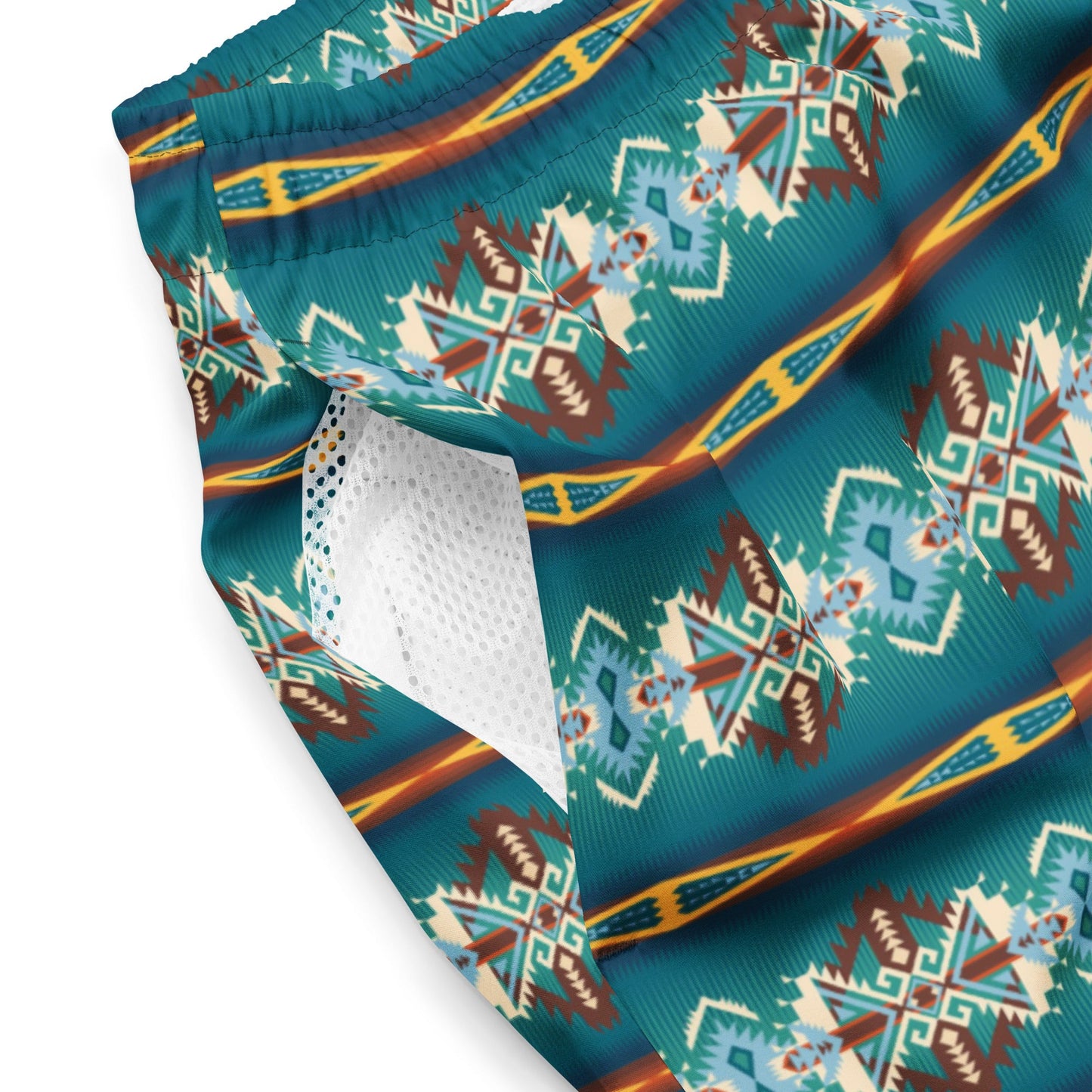 Baha Ranch Yeehaw Teal Aztec Print Mens Swim Shorts