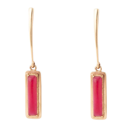 Alpine Red Bordeaux Quartz and Golden Bronze Drop Earrings