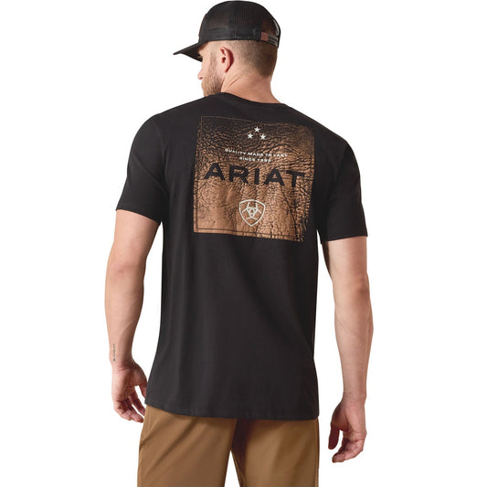 Men's Ariat Short Sleeve Shirt, Leather Patch Western Tee