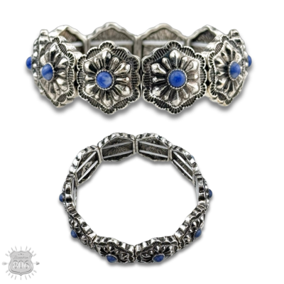Western stamped denim stone concho bracelet