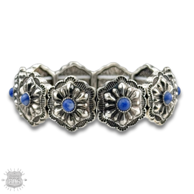 Western stamped denim stone concho bracelet