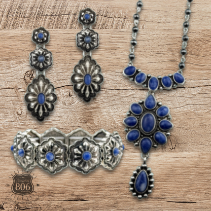 Western stamped denim stone concho bracelet