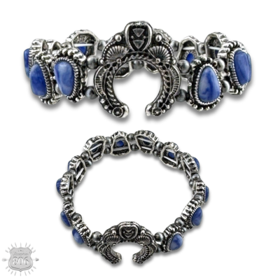 Western stretch bracelet with denim natural stones