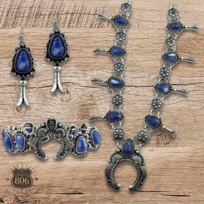 Western stretch bracelet with denim natural stones