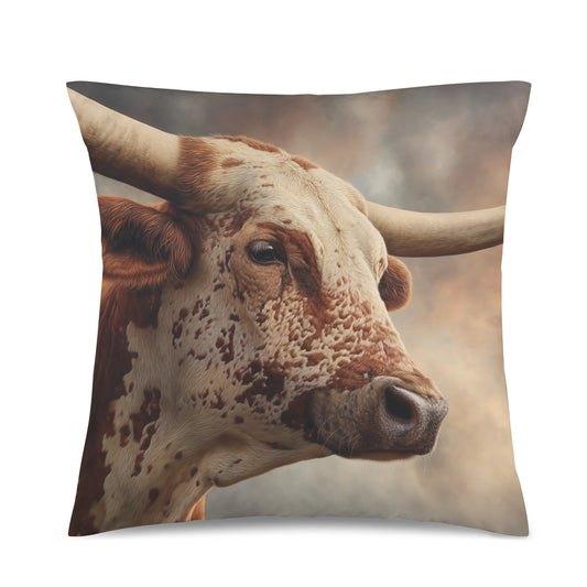 Baha Ranch Western Ranch Bull Velvety Soft Pillow Cover Made in America