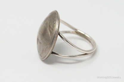 Vintage Buffalo Nickel Coin Sterling Silver Ring - Size 8.5