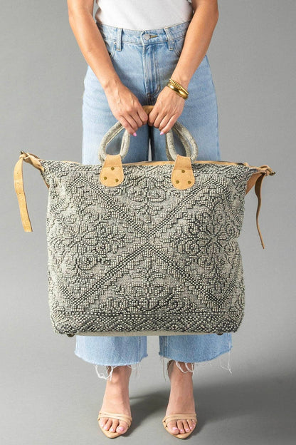 Sage Vintage Inspired Textured Tote