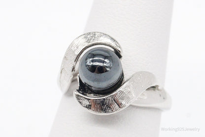 Vintage Hematite 14K Gold Over Sterling Silver Ring - Size 6.25