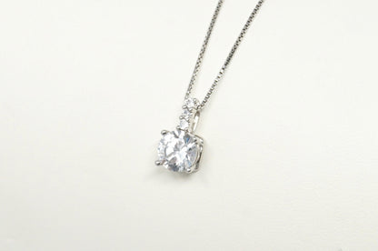 Lovely Large Simulated Diamond Sweetheart Necklace Sterling Silver 16"