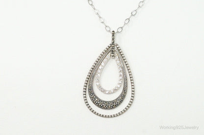 Designer Judith Jack Cubic Zirconia Marcasite Sterling Silver Necklace