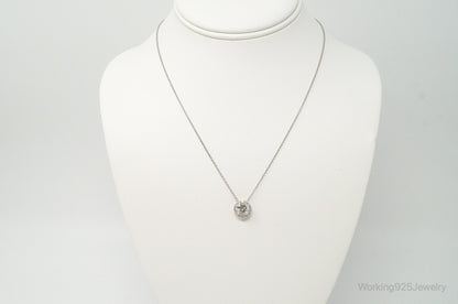 Vintage Large Cubic Zirconia Sterling Silver Necklace