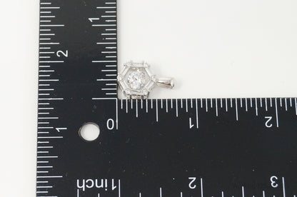 Vintage Art Deco Cubic Zirconia Sterling Silver Necklace Pendant