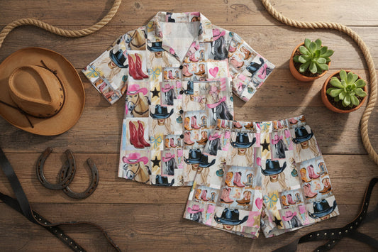 Baha Ranch Painted Cowgirl Pajama Set Made in America