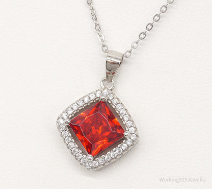 Designer Ryze Red & White Cubic Zirconia Sterling Silver Necklace