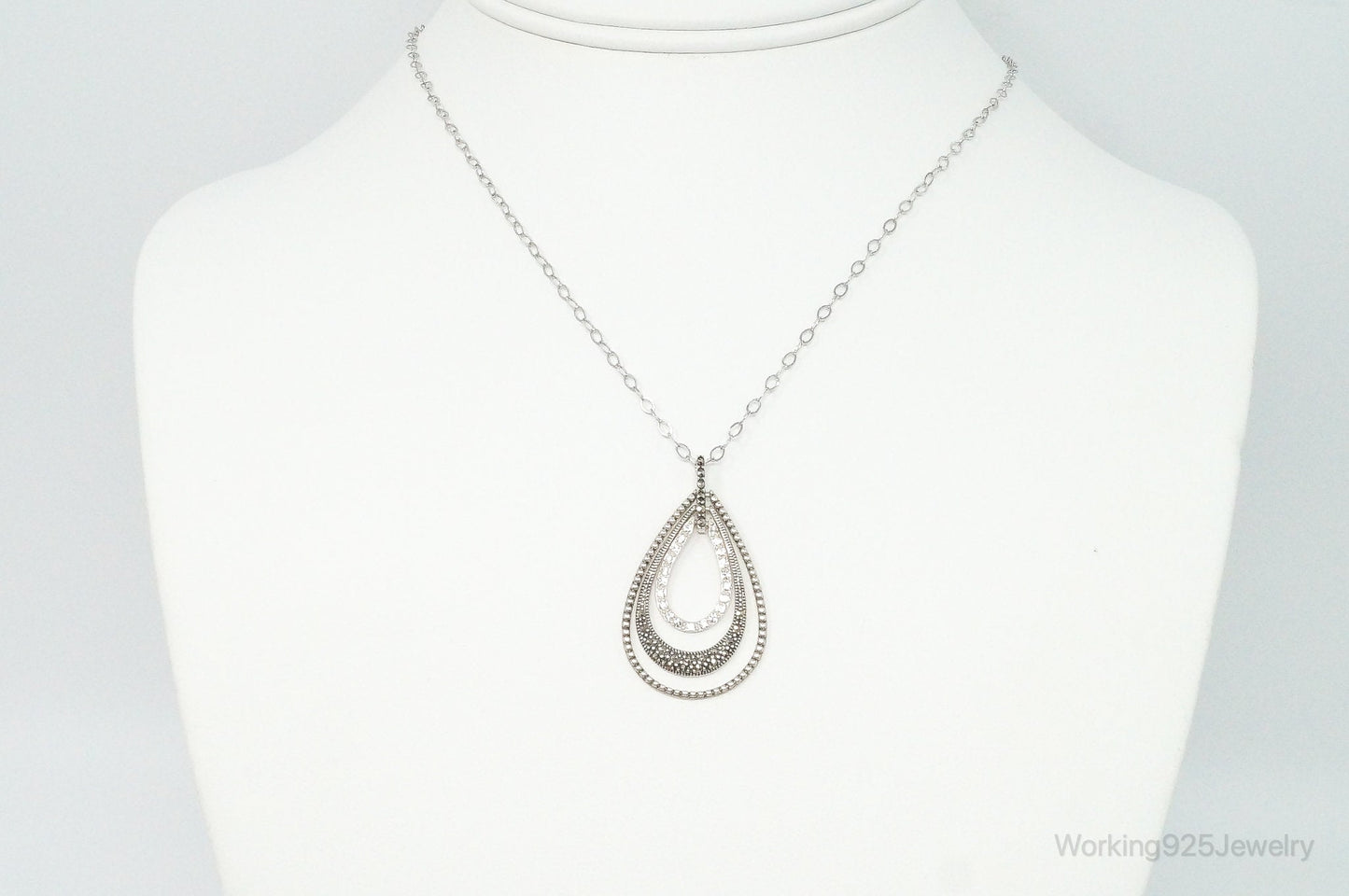 Designer Judith Jack Cubic Zirconia Marcasite Sterling Silver Necklace
