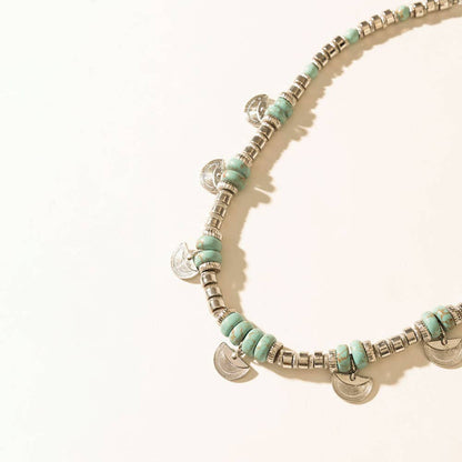 Santa Fe Moon Medallion Necklace in Dusty Silver