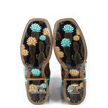 Tin Haul Cactus Flower - Women's Leather Cowgirl Boot