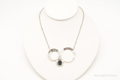 Modernist Druzy Quartz Sterling Silver Necklace