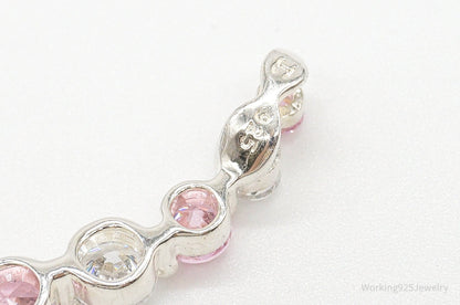 Vintage Pink & White Cubic Zirconia Sterling Silver Pendant