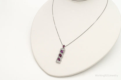 Rhodolite Garnet Cubic Zirconia Sterling Silver Necklace