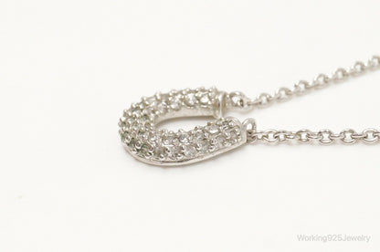 Horse Shoe Cubic Zirconia Sterling Silver Necklace