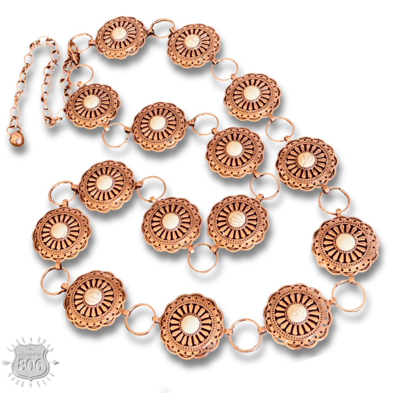Western round stone concho belt