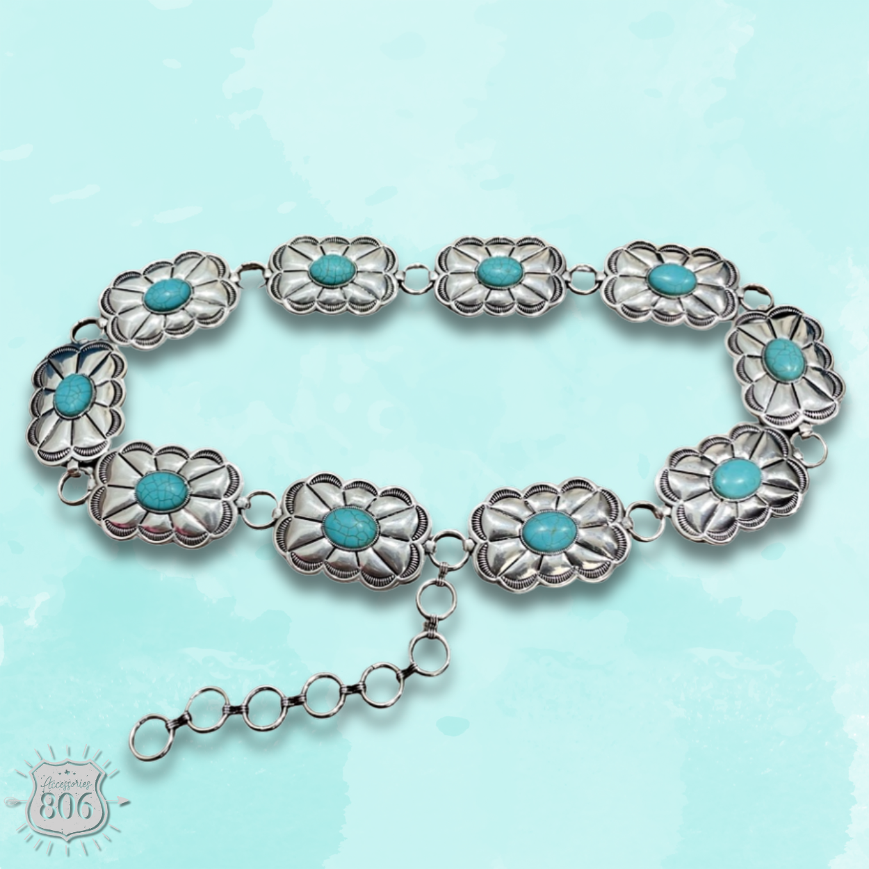 Western scalloped rectangle concho belt - LC