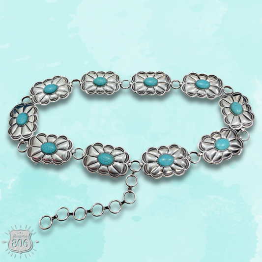 Western scalloped rectangle concho belt - LC