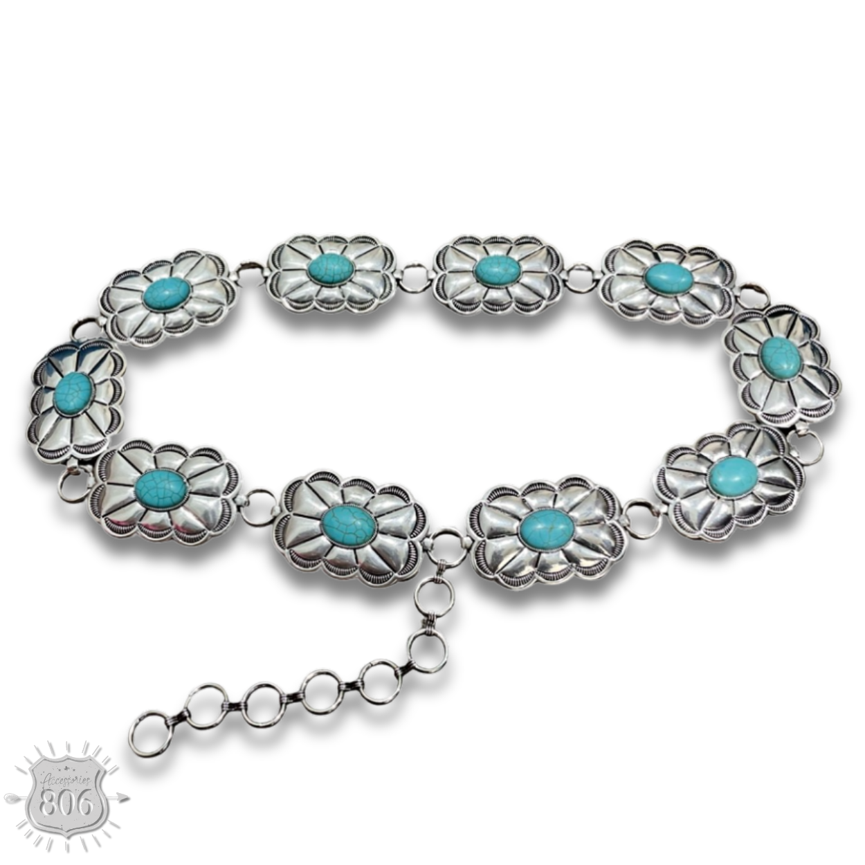 Western scalloped rectangle concho belt - LC