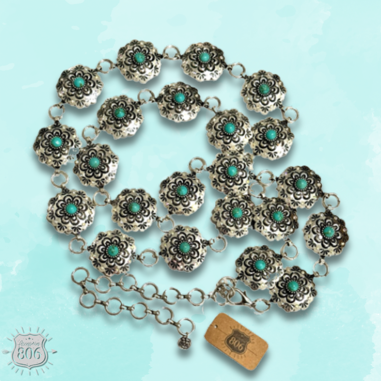 Western scalloped concho link belt