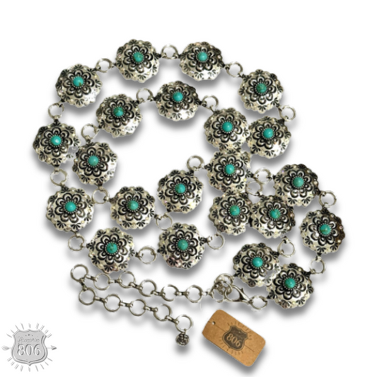 Western scalloped concho link belt