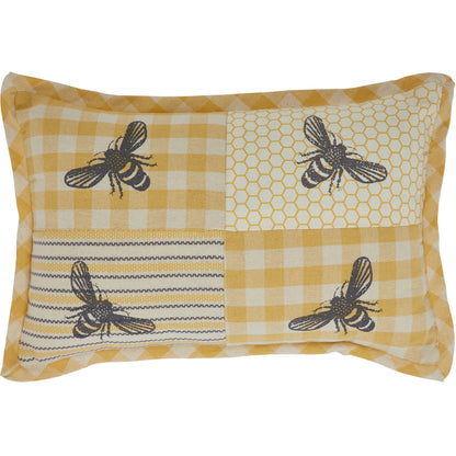 VHC Patchwork Bee Lumbar Pillow 9.5" x 14" | Farmhouse Cottage Accent Pillow