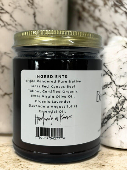 Grass Fed Beef Tallow Balm - 4 oz - Made in USA - Organic Grass Fed and Finished Tallow - Moisturizing Skin Care