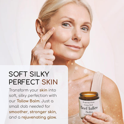 Grass Fed Beef Tallow Balm - 4 oz - Made in USA - Organic Grass Fed and Finished Tallow - Moisturizing Skin Care