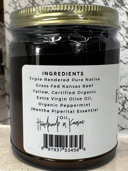 Grass Fed Beef Tallow Balm - 8 oz - Made in USA - Organic Grass Fed and Finished - Moisturizing Skin Care