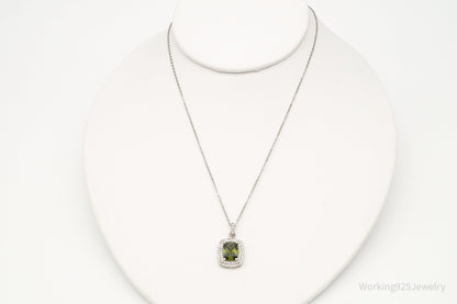 Designer Ryze Peridot Cubic Zirconia Sterling Silver Necklace