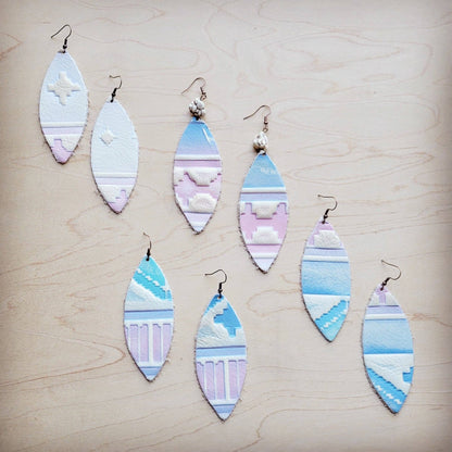 Leather Oval Earrings in Pastel