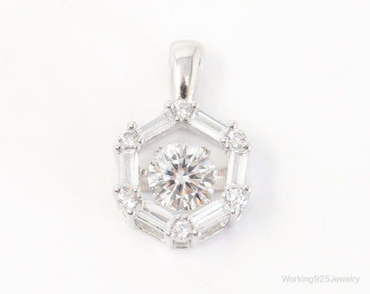 Vintage Art Deco Cubic Zirconia Sterling Silver Necklace Pendant