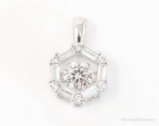 Vintage Art Deco Cubic Zirconia Sterling Silver Necklace Pendant