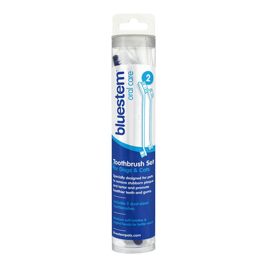 Bluestem Dual-Ended Pet Toothbrush for Dogs and Cats, 2-Pack – Soft Bristles for Dental Care and Oral Hygiene