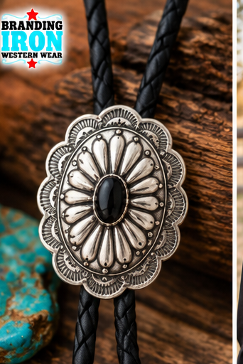 Concho Bolo Tie | Western Bolo Tie | Branding Iron Western Wear