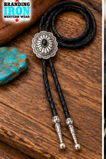 Concho Bolo Tie | Western Bolo Tie | Branding Iron Western Wear