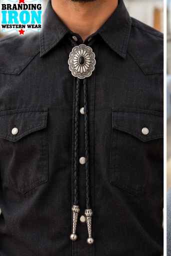Concho Bolo Tie | Western Bolo Tie | Branding Iron Western Wear