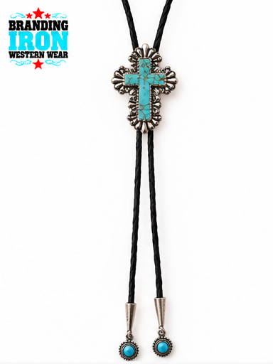 Turquoise Cross Bolo Tie | Western Jewelry