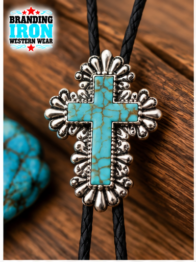 Turquoise Cross Bolo Tie | Western Jewelry